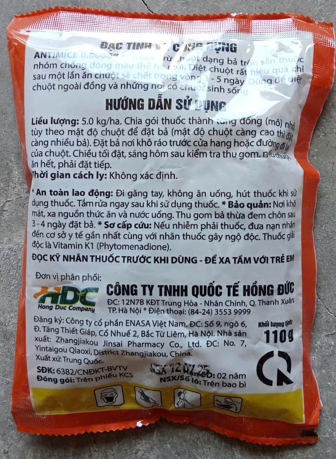 Thuốc diệt chuột Antimice 0.006GB 110 Gram
