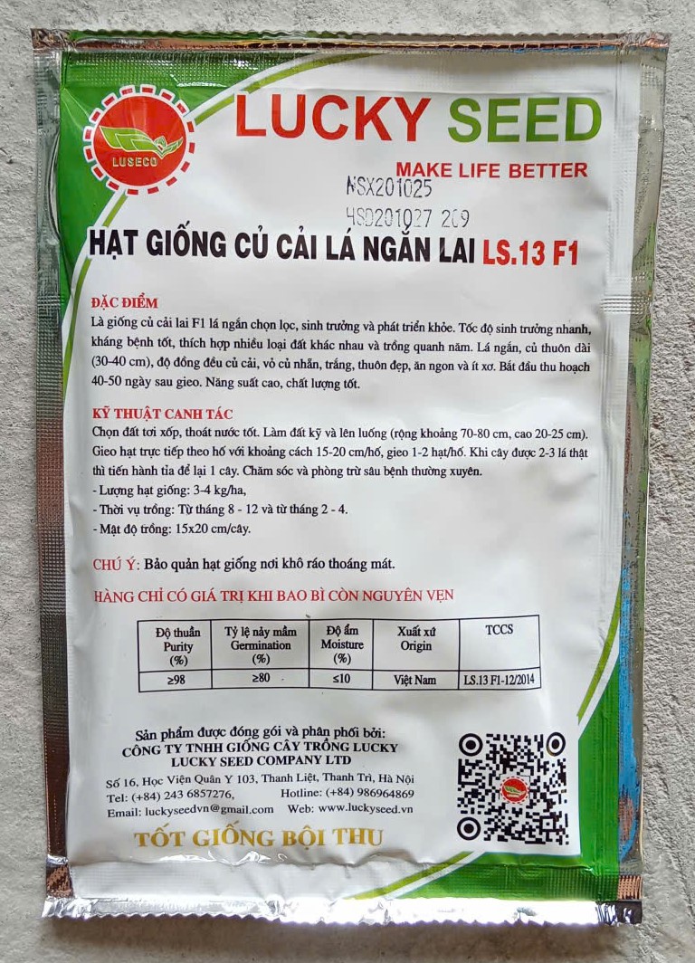Củ Cải Lá Ngắn Lai LS.13 F1 - LUCKY SEED
