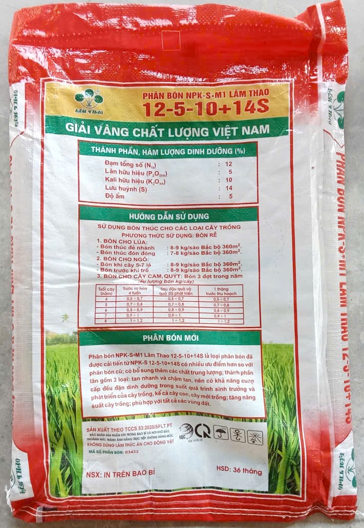 NPK-S M1 Lâm Thao 12-5-10+14S ( 350k )