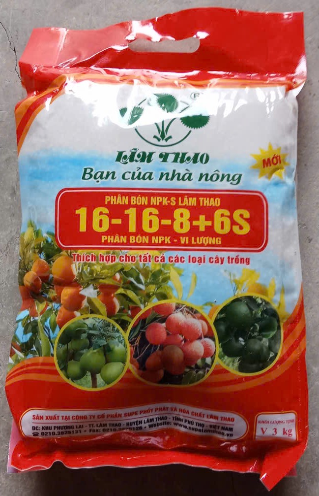 NPK-S Lâm Thao 16-16-8+6S ( Túi 3 KG )